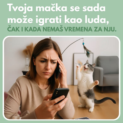 Interaktivna igračka za mačke s perjem, viseća i elastična